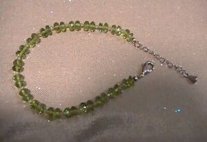 New Beaded Peridot Nuggets Bracelet Natural Olive Green Gemstone Silver Plated
