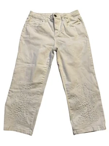 FDJ French Dressing Jeans White Cropped Pants Size 6 Olivia Embellished Design - Picture 1 of 9
