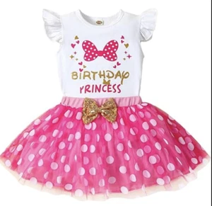 Girls 2-3T Birthday Princess Outfit Tutu set Toddler Princess Polka Dots Tulle - Picture 1 of 2
