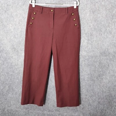 Talbots Pants 6 Burgundy Nautical Sailor Skipper Marine Crop Wide Leg Button - Image 1 of 4