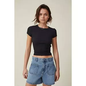 Neu Cotton On Damen Gr. 16 T-Shirt Kurzarm Bio The One gerippt Rundhalsausschnitt neu mit Etikett - Bild 1 von 7