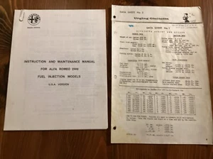 1960’s Alfa Romeo 2000 Fuel Injection Instruction and Maintenance Manual Data - Picture 1 of 2