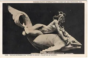 Vintage Postcard - Panama-Pacific Expo, San Francisco 1915 Atlantic Ocean Statue - Picture 1 of 2
