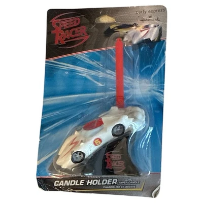 cake topper Speed Racer Match 5 race car candle holder NW molded figure - Image 1 of 2