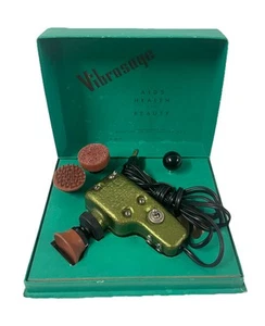 Vibratore massaggiatore vintage VIBROSAGE modello verde BV scatola anni '30 + 4 attacchi testato - Foto 1 di 9