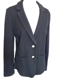 Chaqueta St. John Caviar Tejida Texturizada Negra 2 Botones Talla 14 - Imagen 1 de 5