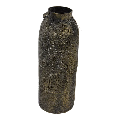 Luce a vento orientale metallo nero oro lanterna marocchina Zohra decorazione 20x56 - Immagine 1 di 3