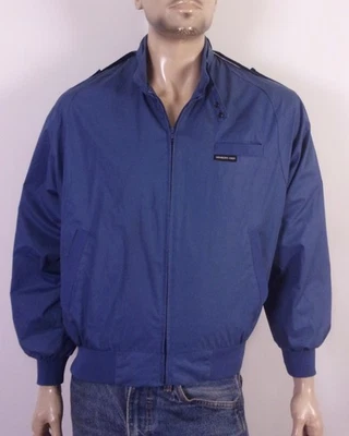 Винтажный 80-х членов только классический кафе гонщик мотоциклиста куртка Moto полный молнии синий размер S - Изображение 1 из 4