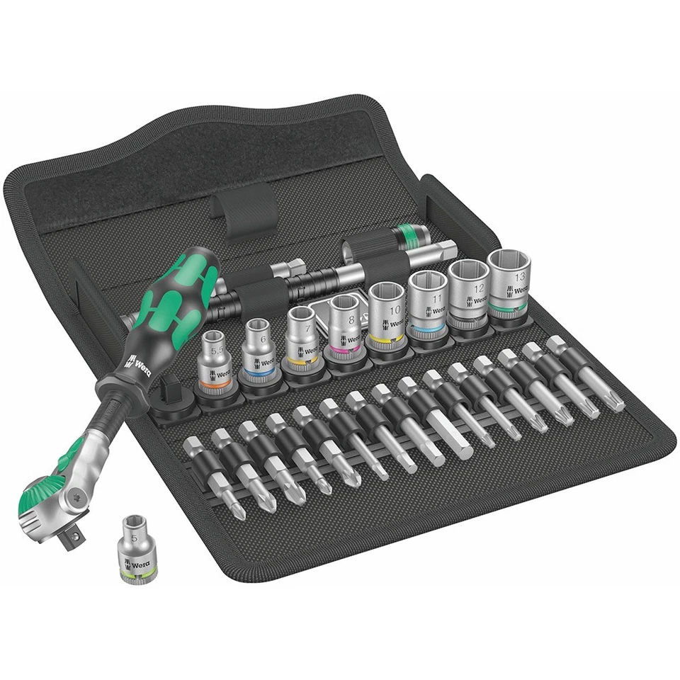 Wera 8100 SA 6 Zyklop Speed Ratchet Set, 1/4" Drive, Metric, Silver, 28 Pieces - - Image 1 of 1