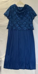 Anthony Richard’s Long Blue Lace Top Formal Mother Of The Bride Dress Size 26W - Picture 1 of 9