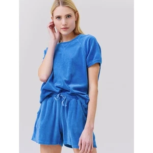Set top e pantaloncini Stark X velluto blu taglia M morbida spugna accogliente casual - Foto 1 di 13