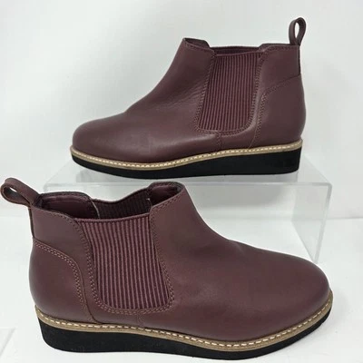 Softwalk Wildwood Mujer 8W Botas Anchas Chelsea Vino Cuero Zapatos al Tobillo DEFECTUOSOS Foto 1 de 4