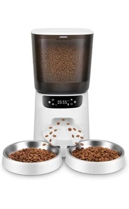 Automatic Pet Feeder For Cats & Small Dogs - Dual Bowl, Timer Control - Picture 1 of 8