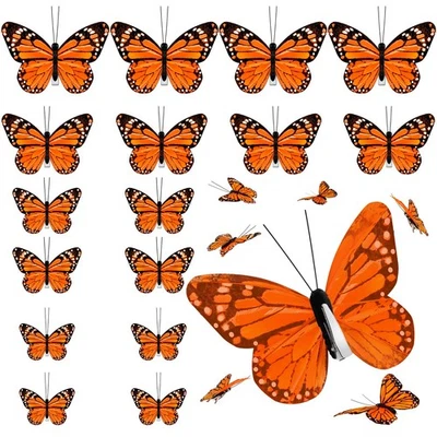 24 Pcs Monarch Butterfly Decorations Monarch Butterfly Hair Clips Feather Bar... - Image 1 of 4