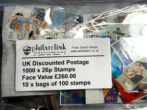 GB Discounted Postage 1000 x 26p valid postage stamps face value £260 - Picture 1 of 1