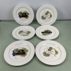 Lote De 8 Platos Etiqueta De Vino Wedgwood Grand Gourmet Colección 8.5" 1999 De Colección - Imagen 1 de 8