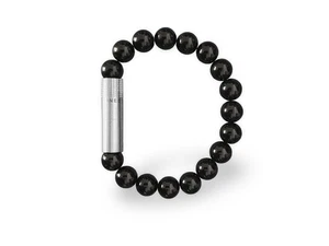 Les Fines Lames BRACCIALE PUNCH STAINLESS STEEL ONYX - M - Picture 1 of 2
