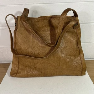 American Leather Co verzierte braune Ledertasche Schultertasche Handtasche lässig - Bild 1 von 7