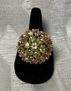 Vintage Floral Statement/Cocktail Ring Koralle & Grün Camille Lucie Gr. 7 - Bild 1 von 6