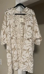 Anne Klein Womens Plus Floral Lace Sheer Latte Open Cardigan Size OS Plus - Picture 1 of 9