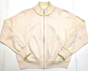 CRUSH Full Zip Sweater Jacket Women 0 XS X-Small CASHMERE Beige Cardigan Pockets - Picture 1 of 7