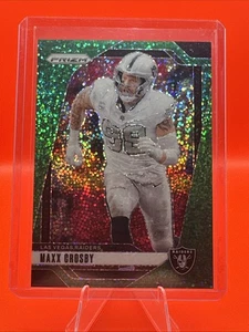 MAXX CROSBY 2024 PANINI PRIZM FOOTBALL GREEN SPARKLE RAIDERS 8/8 Q2714 Bookend! - Picture 1 of 2