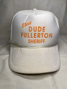 Vintage Elect Dude Fullerton Sheriff White Mesh Trucker Snapback Hat Cobra - Picture 1 of 8