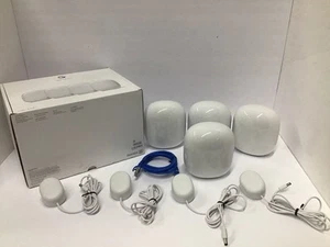 Google Nest Wifi Pro 4er Pack AXE5400 Tri Band Router Snow White` GA03691-US - Bild 1 von 3