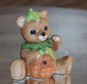 Bär Figur Herbst Kürbis Spross Thanksgiving Halloween 1426 Vintage Homco - Bild 1 von 11