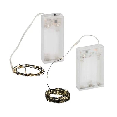 LED Lichterkette Batterie Draht schwarz 20/40 oder 100 LED warmweiß 6/18h Timer - Bild 1 von 4