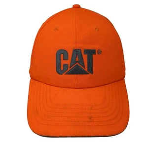 CAT Strapback Baseball Cap Orange One Size Adjustable Embroidered 6 Panel - Picture 1 of 9