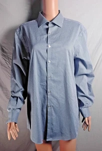 Herren Langarm Button Down Oberhemd L Van Heusen blau/weiß Gingham Muster - Bild 1 von 7