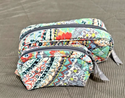 Vera Bradley Citrus Melon Small 2 Zip Top Plastic Lined Makeup Bag Set - Image 1 of 4