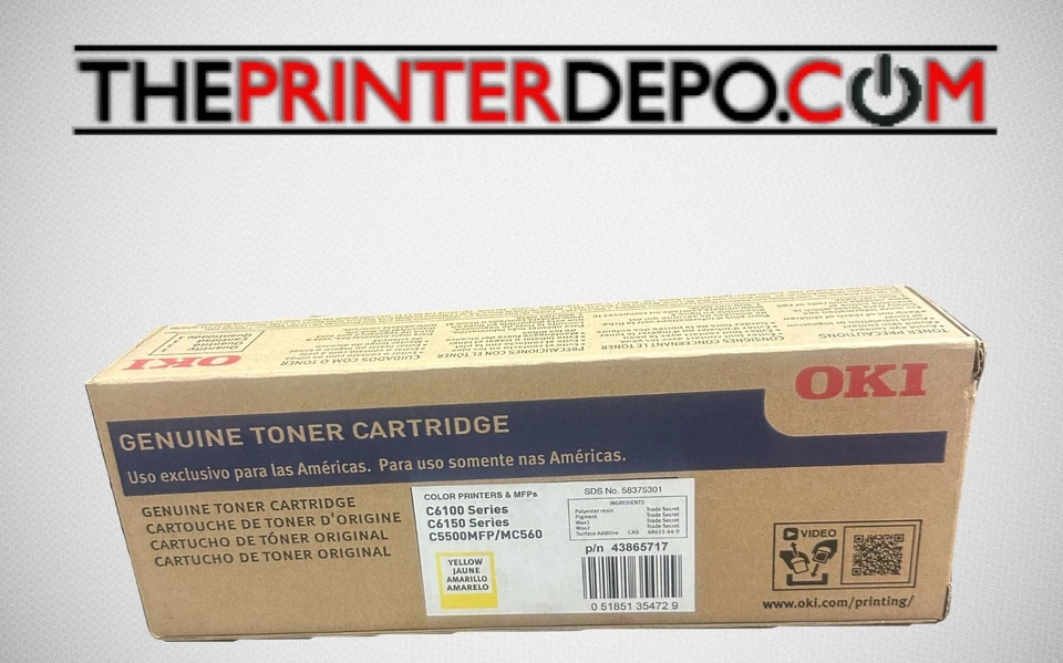Okidata C6100/C6150/C5500 Yellow Toner Cartridge 43865717 ✅100% Genuine✅ - Image 1 of 1