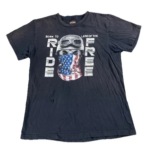 Harley Davidson Born to Ride Alamo TX T Shirt Medium Black Distressed Thrashed - Picture 1 of 16