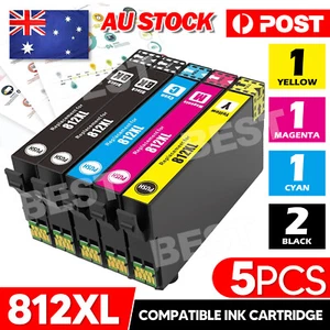 5x 812XL 812 XL Compatible Ink Cartridges For EPSON WF3820 WF3825 WF4830 WF4835 - Picture 1 of 10