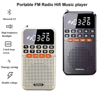 Portable FM Receiver Pocket Radio BT Speaker TF Card Music Player with Light - Image 1 of 4