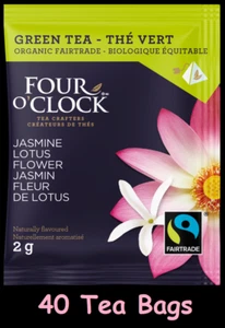 Four O'clock , 40 Count Teabags . Jasmin & Lotus Flower Green Tea - Picture 1 of 8