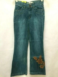 Gap Kids 12 schmale blaue Denim Jeans Flare Blumen Applikation Neu Back to School - Bild 1 von 8