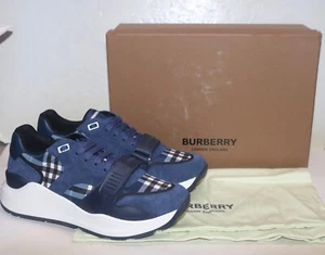 Burberry Ramsey Check Men’s Sneakers Size 45 EU / 12 US Blue White - Picture 1 of 15
