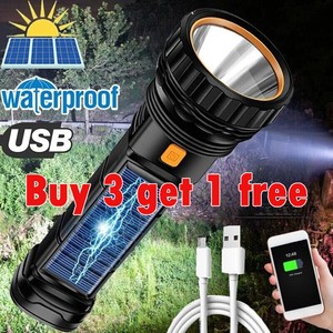 Bright LED Tactical Flashlight USB Rechargeable Light Outdoor Camping Torch Lamp