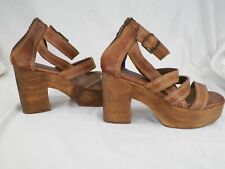 Free People Roan Clogs Heels Sandal Platform Shoes Taupe Brown Size 8.5