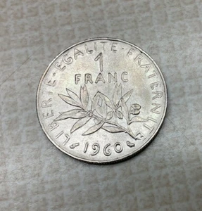 1960 1 Franc Republique Francaise Coin. Not Graded, Not Certified, Circulated - Picture 1 of 2