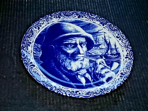 Boch Freres Fisherman display plate Blue & white Delft Belgium - Picture 1 of 4
