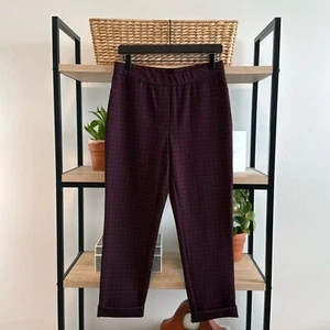 J. Jill Ponte Mid-Rise Slim Leg Cropped Knit Pull On Plaid Trouser Pant, S - Bild 1 von 7