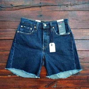 Levi's 501 High Rise Mid Thigh Denim Shorts NWT Size 27 - Picture 1 of 12