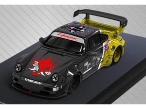 PORSCHE RWB 964 - Samurai Cyberpunk - black / yellow - Mini Station 1:64 - Picture 1 of 6