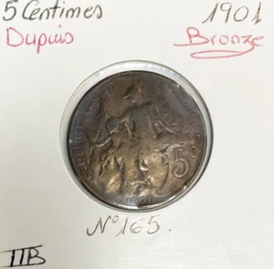 5 CENTIMES DANIEL-DUPUIS - 1901 - Pièce de monnaie en Bronze // Qualité : TTB - Picture 1 of 2