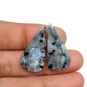 Rare blue fire larvikite cabochon pair larvikite gesmtone for jewelry M6362 AU - Picture 1 of 5