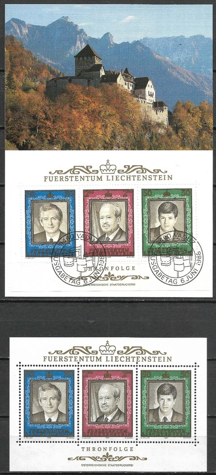 Folha de lembrança LIECHTENSTEIN - 1988 MNH "Real Succession" e cartão máximo!! - Imagem 1 de 1